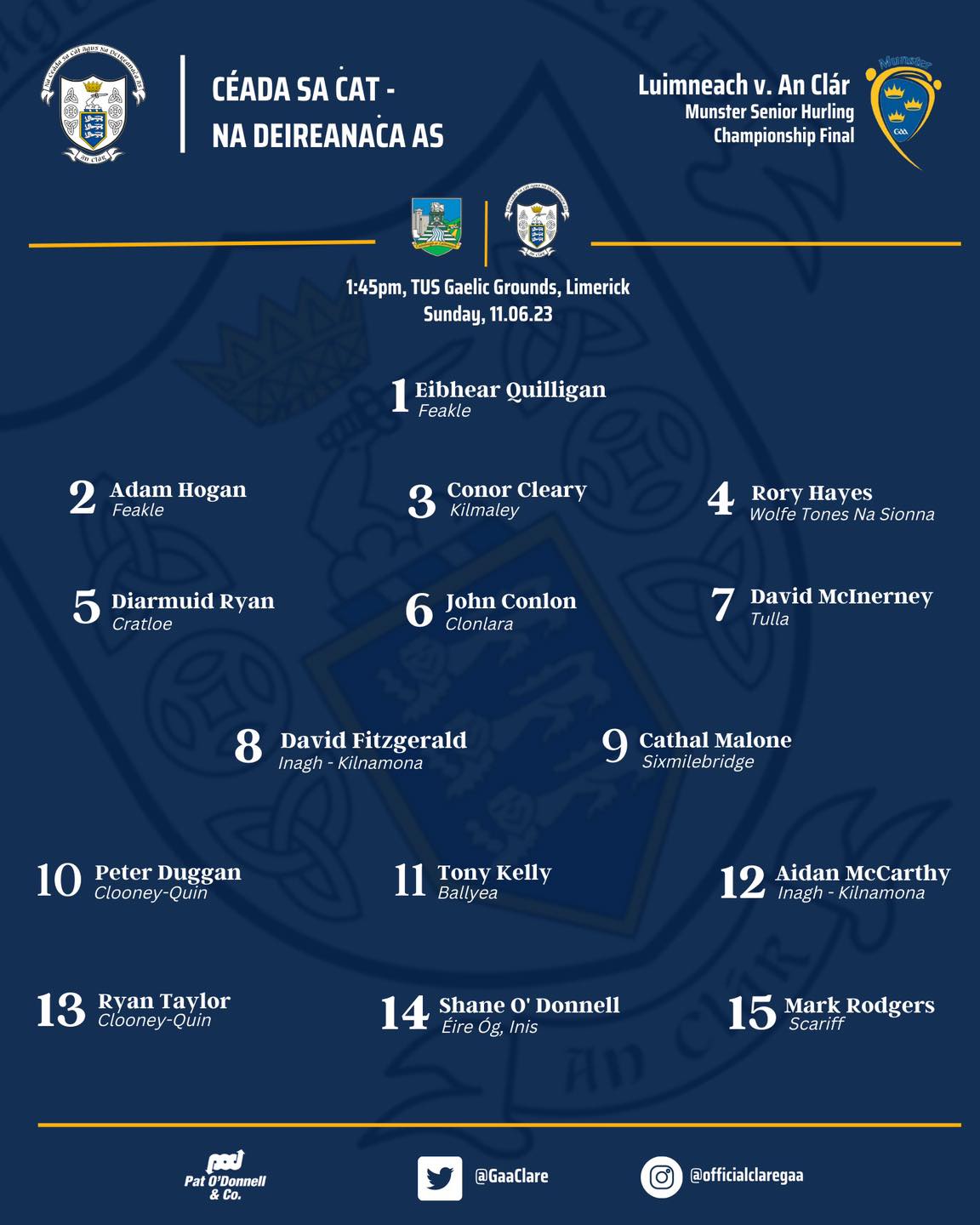 Cleary Named To Start For Clare In Munster SHC Final Showdown With