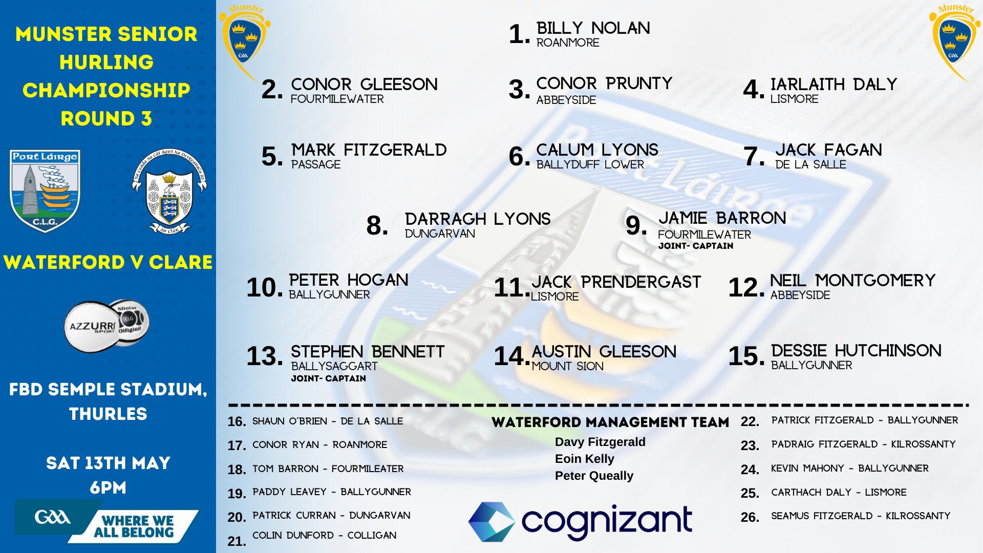 Clare And Waterford Name Teams For Crunch Thurles Showdown Clare FM